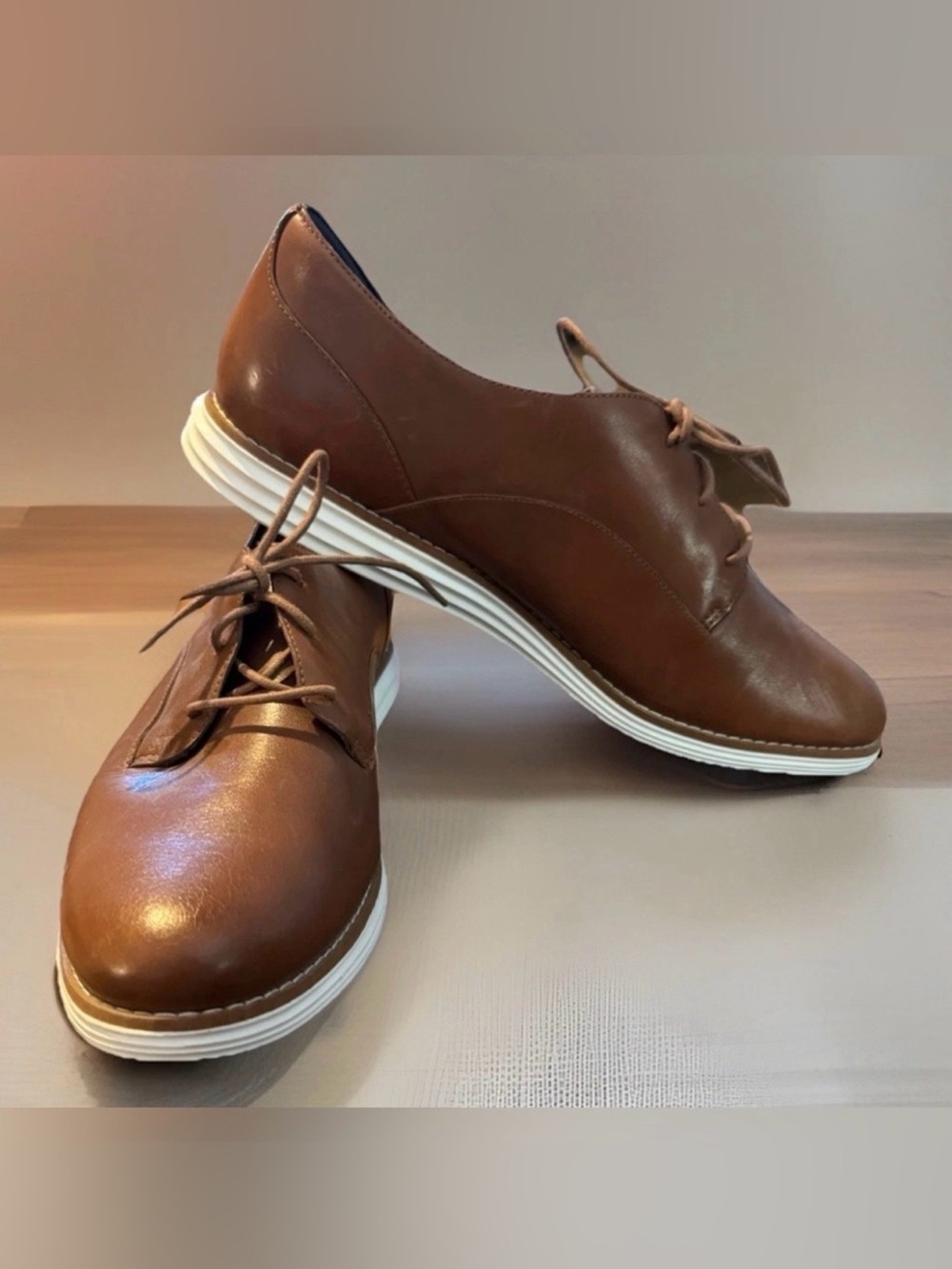 Women’s Cole Haan OriginalGrand Brown Leather Lace-Up Derby Dress Shoes 10